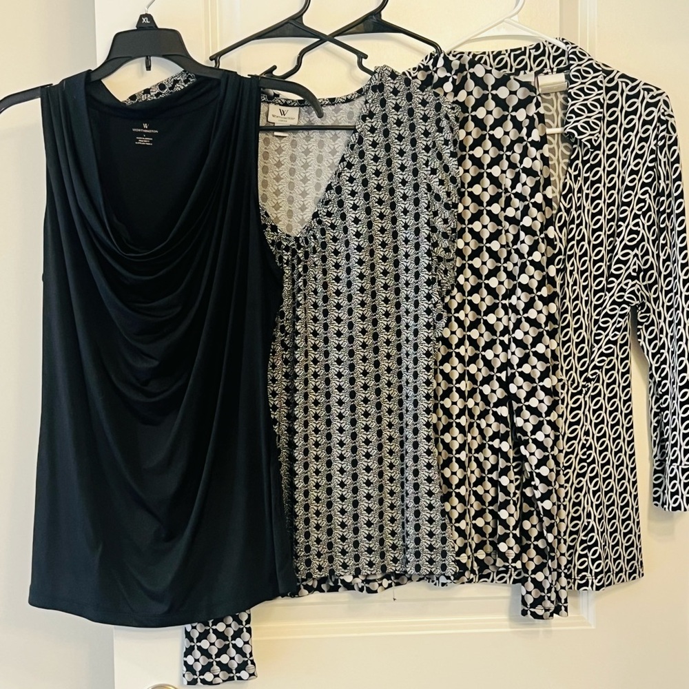 Chic Black And White Patterned Tops - image 1